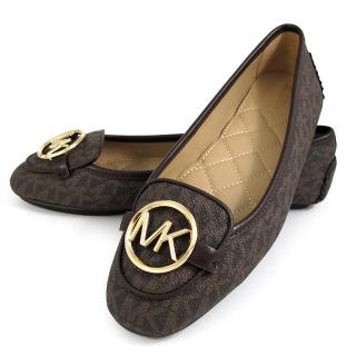 【Michael Kors】滿版LOGO平底娃娃鞋(咖啡色)