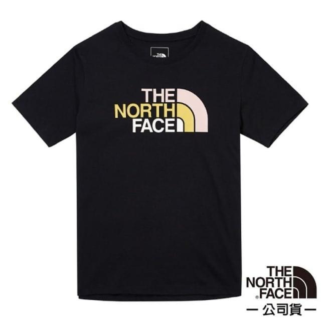 【The North Face】女 純棉品牌LOGO短袖T恤/純棉材質.圓領設計/休閒衫(88G8-JK3 黑色)