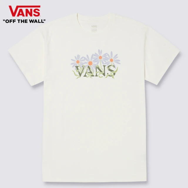 VANS 官方旗艦 Flower 男女款花朵圖案米白色短袖T恤