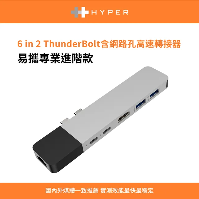 【HyperDrive】6-in-2 USB-C Hub-銀(適用M1/M2/M3)