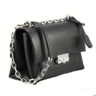 【Michael Kors】金屬鍊帶雙層上掀高壓扣肩背/斜揹包(黑)
