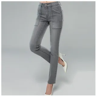 【BOBSON】女款中腰貼口袋工作褲(8214-85)