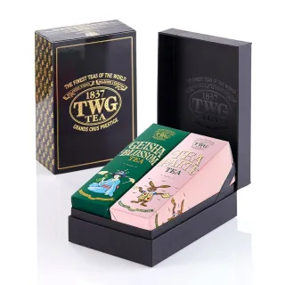 【TWG Tea】時尚茶罐雙入禮盒組 凡多姆廣場茶100g+亞歷山大綠茶 100g(綠茶)