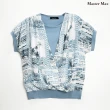 【Master Max】顯瘦款異材質拼接交叉針織上衣(8318034)
