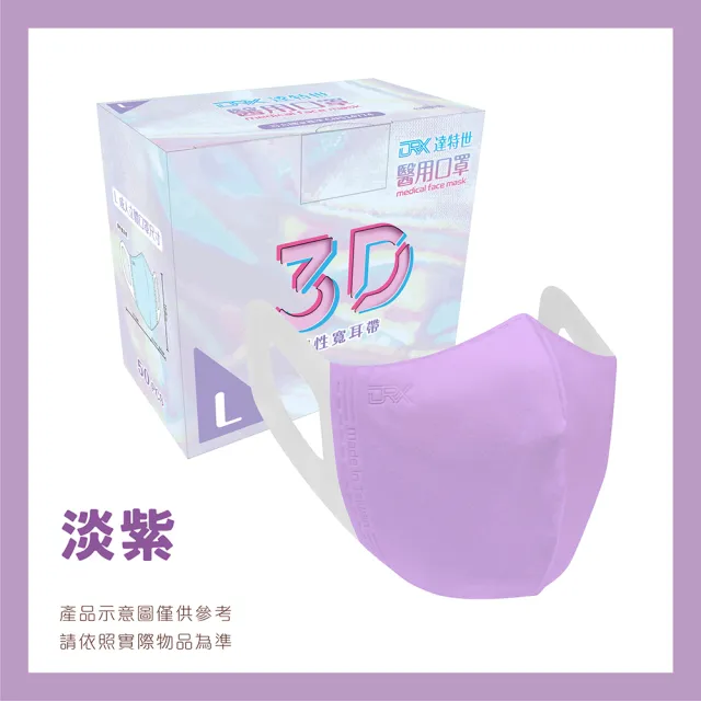 【DRX 達特世】醫用3D彈力口罩-繽紛系列-成人50入/盒(顏色任選)
