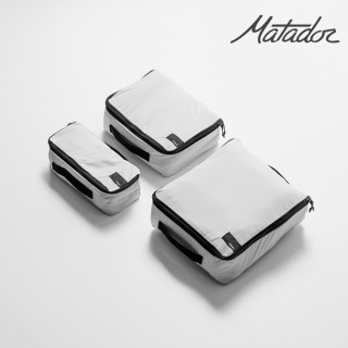 【Matador 鬥牛士】Packing Cube Set 拉鍊旅行收納袋『3件組』-北極白(旅遊 分裝 防水 盥洗用品 補充瓶)