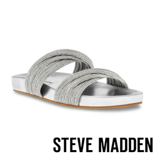 【STEVE MADDEN】JOURNEE 交疊鑽面雙帶拖鞋(銀色)