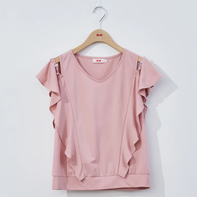 H2O 露肩對稱T恤(#4671010 休閒T恤 白色/粉色)
