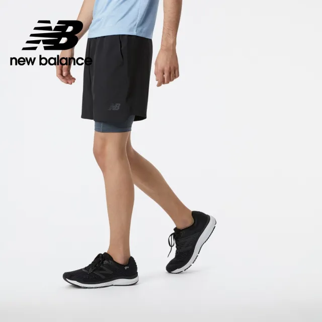 【NEW BALANCE】NB 假兩件7吋機能短褲_男性_黑色_MS21150BK