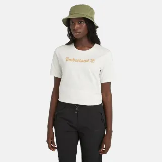 【Timberland】女款復古白 Logo 短袖休閒T恤(A6AZPCM9)