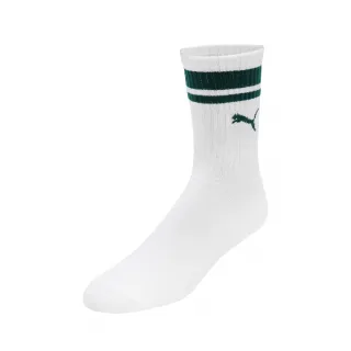 【PUMA】襪子 Classic Crew Socks 男女款 白 深綠 雙線 經典 長襪 單雙入(BB1092-20)