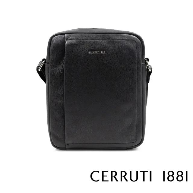 Cerruti 1881 限量2折 頂級義大利小牛皮肩背包斜背包 全新專櫃展示品(黑色 CEBO06577M)