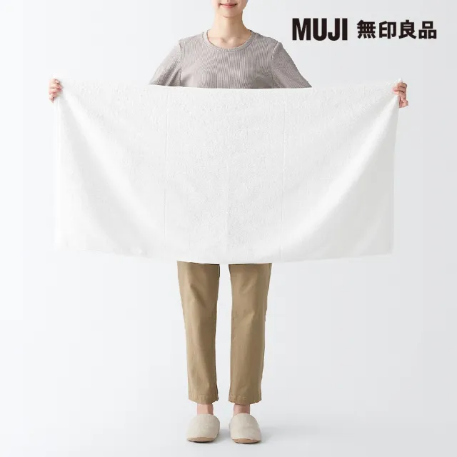 【MUJI 無印良品】棉圈絨雙線織小浴巾/藍格紋