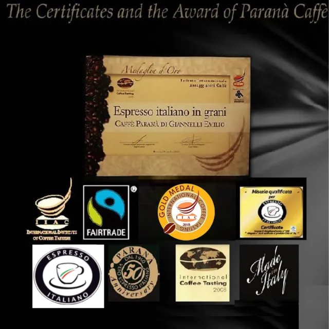 【PARANA  義大利金牌咖啡】金牌獎濃縮咖啡豆1公斤x12袋(2024最新進口、歐洲咖啡品鑑協會金牌獎&認證)