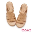 【MAGY】牛皮編織鬆糕厚底涼鞋(棕色)