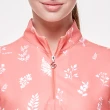 【PLAYBOY GOLF】女款葉紋印花吸濕排汗抗UV立領短袖上衣-橘(高爾夫球衫/KA24112-28)