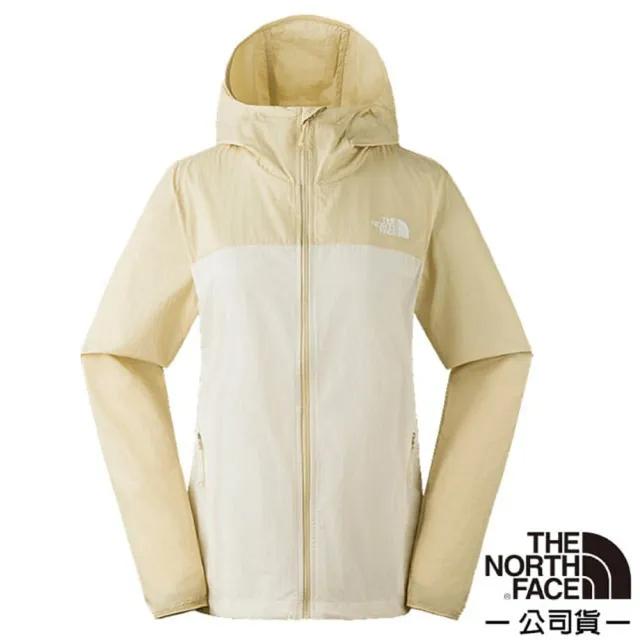 【The North Face】女 SUN CHASE WIND JACKET 防曬涼感 連帽輕薄外套_亞洲版型(87V0-TIU 沙丘白/礫石沙)