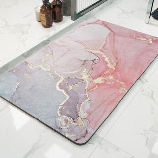 特大軟式奈米絨吸水防滑地墊 大理石紋45X75cm(浴室.廚房.臥室通用地墊)