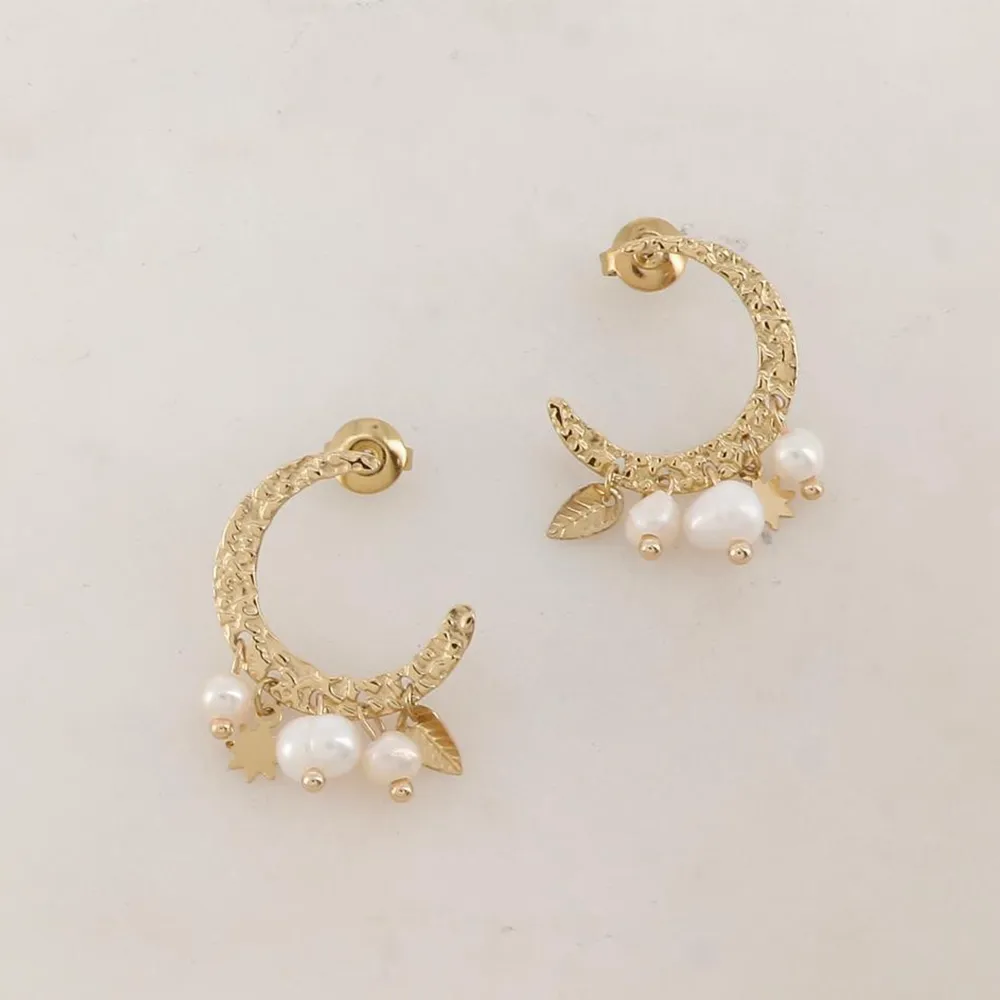 【Dinner collection】3/4圈3珍珠小墜耳環