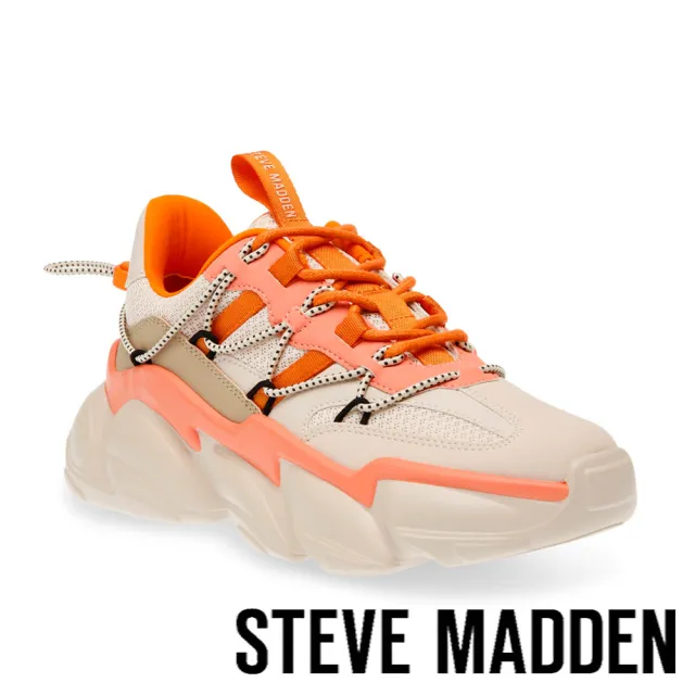 【steve madden】SPECTATOR 撞色拼接綁帶造型老爹鞋(橘色)