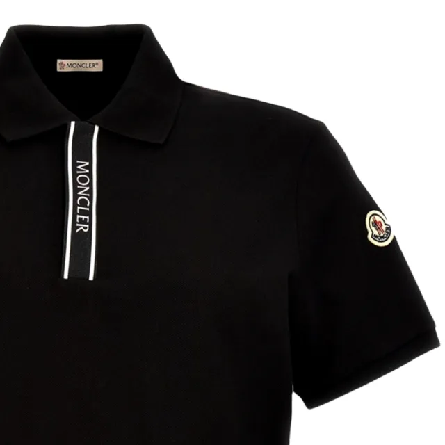 【MONCLER】春夏新款 男款 鈕扣處浮雕標誌&左臂品牌LOGO 短袖POLO衫-黑色(M號、L號)