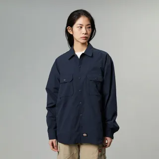 【Dickies】男款深海軍藍胸前雙收納口袋寬鬆舒適長袖襯衫｜DK013100CG7