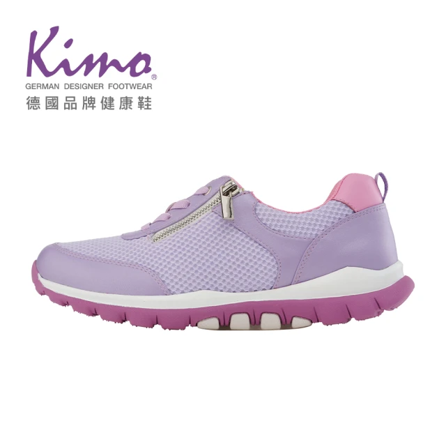 KimoKimo 虹珠光拉鍊綁帶格紋透氣運動休閒鞋 女鞋(粉紫色 KBDSF078339)