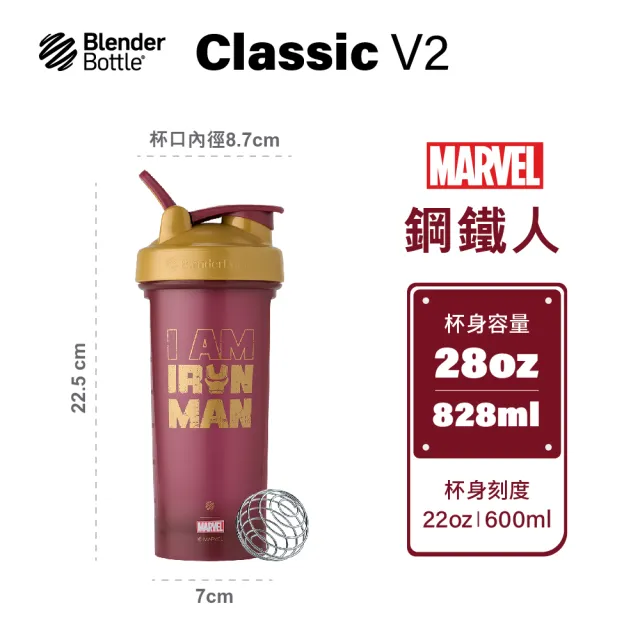 【Blender Bottle】聯名款｜Marvel｜我不是胖虎Classic-V2 20oz/28oz防漏水壺(blenderbottle/運動水壺)