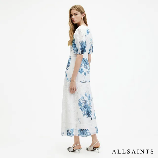 【ALLSAINTS】DINAH DEKORAH 真絲丹寧花卉蕾絲印花洋裝 W197DA(常規版型)