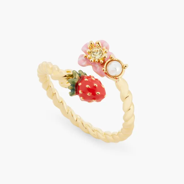 【Les Nereides】莓果森林-野生草莓與粉色草莓花戒指