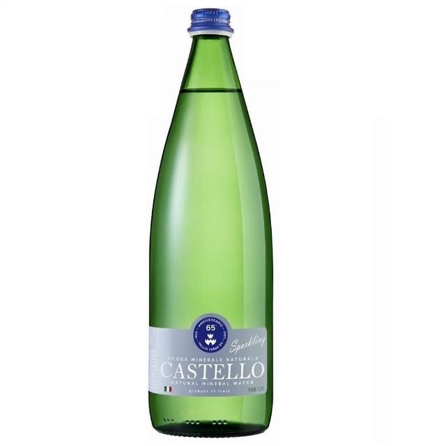 【CASTELLO卡司得洛】氣泡天然礦泉水1000mlx6入 箱 義大利  玻璃瓶裝 