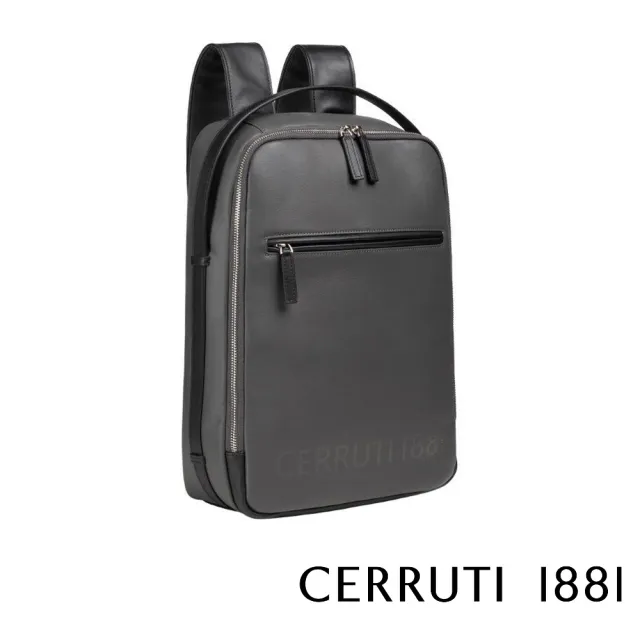 【Cerruti 1881】義大利原裝進口 頂級小牛皮後背包 CEZA05338M(灰色)