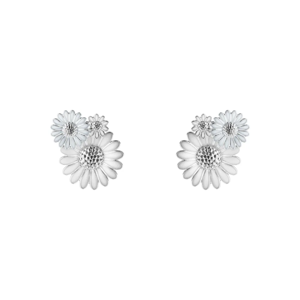 【Georg Jensen 官方旗艦店】Daisy x Stine Goya 耳環(純銀電鍍銠 白瓷琺瑯)