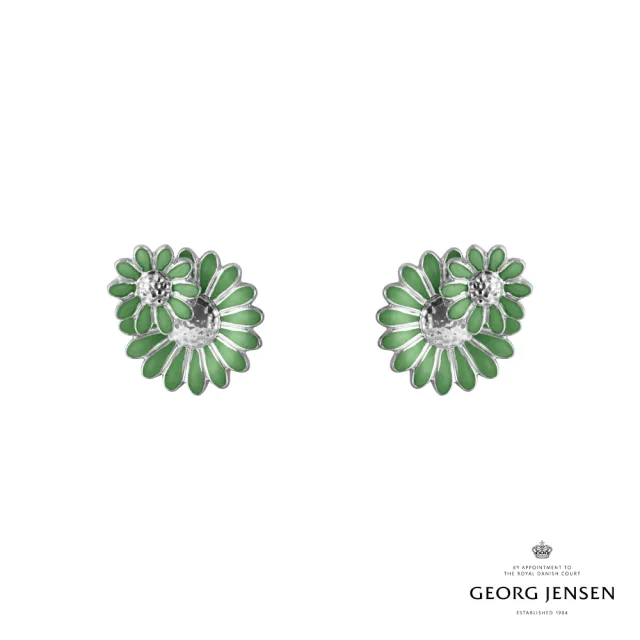 【Georg Jensen 官方旗艦店】Daisy x Stine Goya 耳環(純銀電鍍銠 綠色琺瑯)