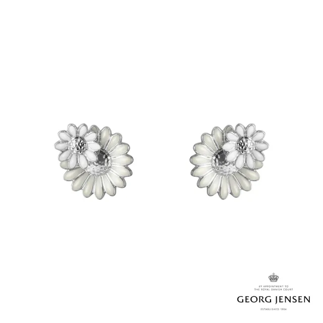 【Georg Jensen 官方旗艦店】Daisy x Stine Goya 耳環(純銀電鍍銠 白瓷琺瑯)