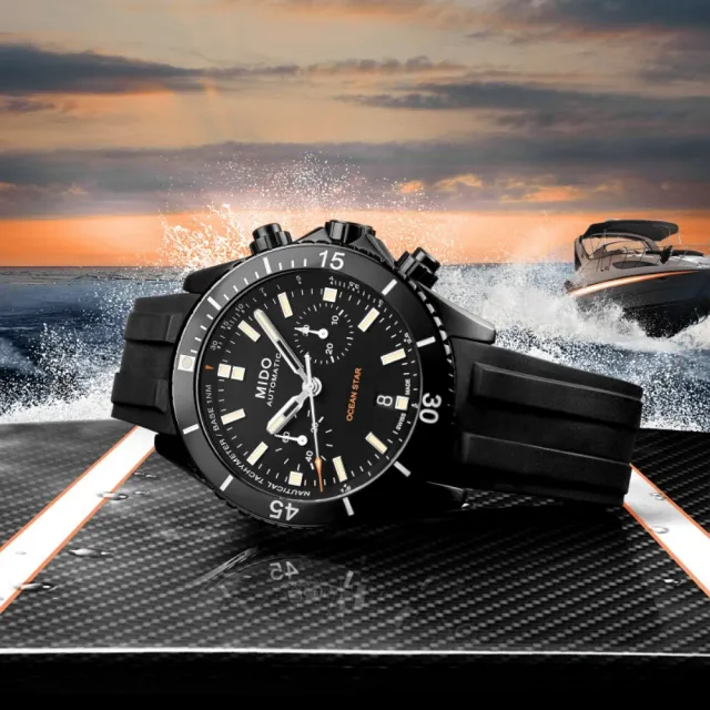 【MIDO 美度】OCEAN STAR 海洋之星 特別版 陶瓷錶圈 潛水機械計時腕錶 母親節 禮物(M0266273705100)