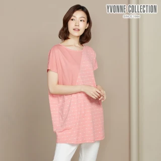 【YVONNE 以旺傢飾】出清品 圓點提花短袖長上衣(粉橘紅)