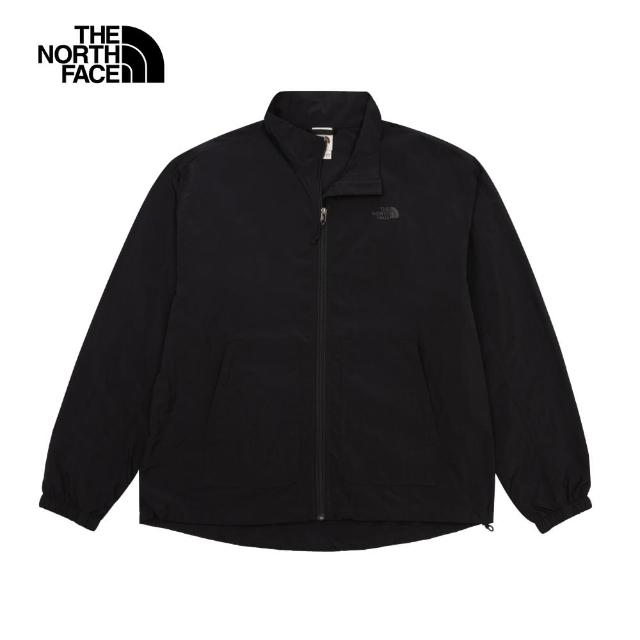 【The North Face 官方旗艦】北面男款黑色UPF防曬舒適透氣休閒立領外套｜87V1JK3(抗UV)