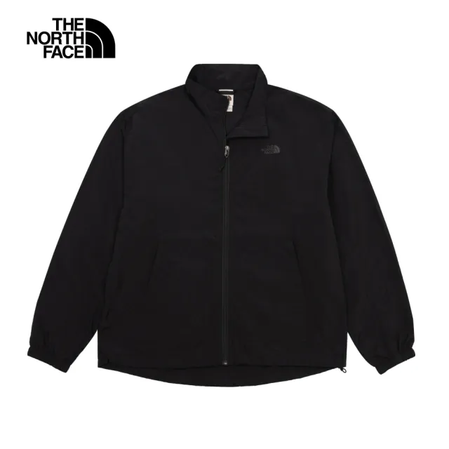 【The North Face 官方旗艦】北面男款黑色防風防曬舒適透氣休閒立領外套｜87V1JK3