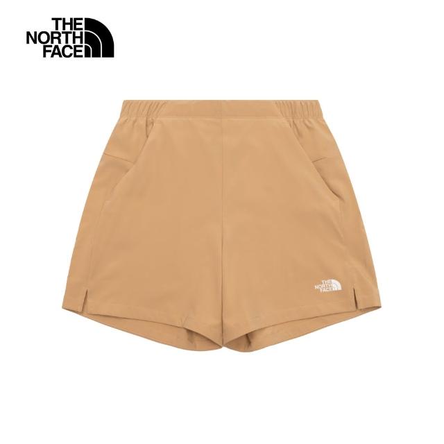 【The North Face 官方旗艦】北面女款卡其色DWR防潑水舒適透氣休閒短褲｜87VQLK5