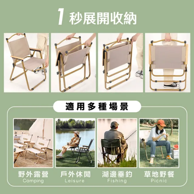 【CGW】2入組露營椅 戶外折疊克米特椅大號款附收納袋(露營摺疊椅 導演椅 釣魚椅)
