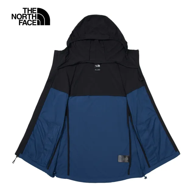 【The North Face 官方旗艦】北面男款黑藍拼接UPF防曬連帽外套｜87VYMPF(抗UV)