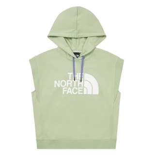 【The North Face 官方旗艦】北面UE女款綠色舒適大尺寸品牌LOGO連帽無袖T恤｜885XI0G