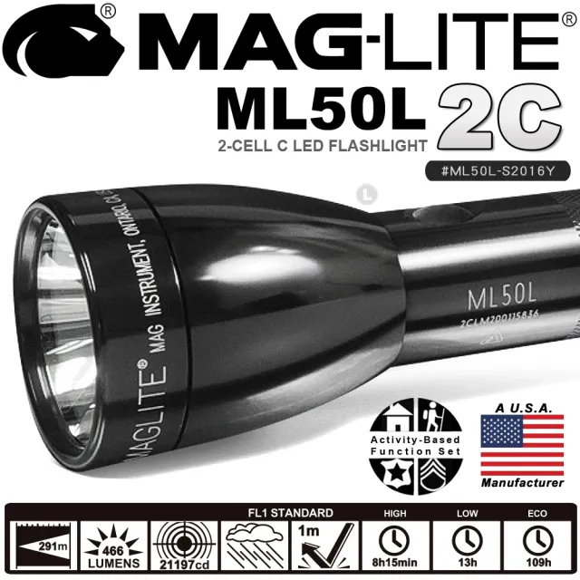 【MAG-LITE】MAG-LITE ML50L 2C LED 手電筒-黑色(#ML50L-S2016Y)