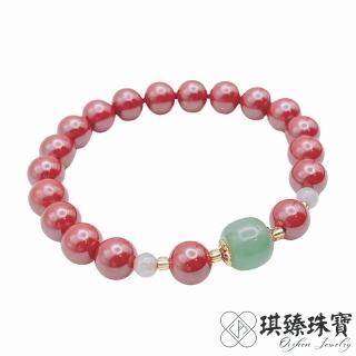 【琪臻珠寶】硃砂圓珠造型招財手鍊(帝王砂 8mm 手工特製 東菱玉 隨機出貨 母親節禮物)