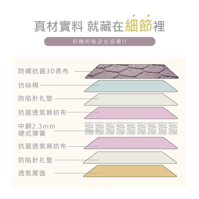 【藤原傢俬】單人加大3.5尺冬夏兩用護背防螨抗菌10 cm彈簧床墊-硬