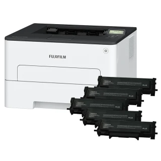 【FUJIFILM 富士軟片】ApeosPort Print 3410SD A4黑白雷射無線印表機+原廠高容量黑色碳粉匣五入