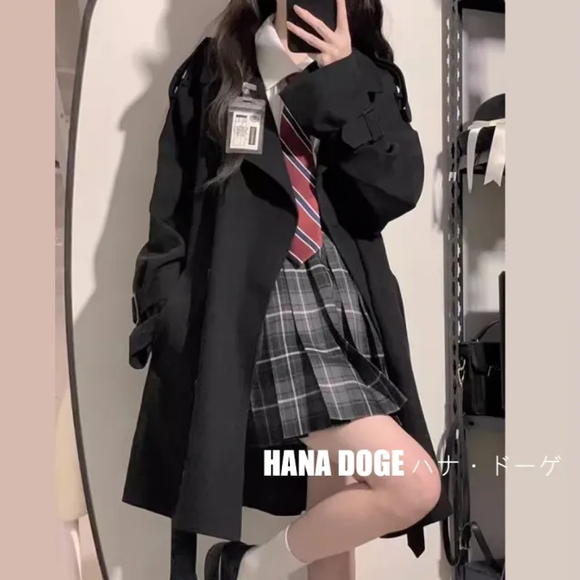 【HANA DOGE ハナ・ドーゲ】絕美英倫風不敗款修飾顯瘦百搭風衣中長版風衣外套(經典不敗款風衣)