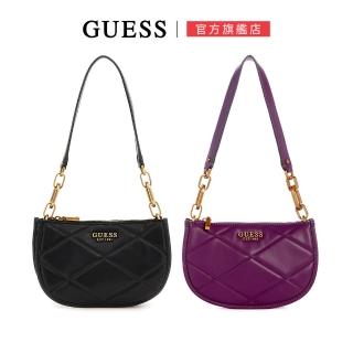 【GUESS】簡約菱格金屬扣環肩揹包(兩色任選)