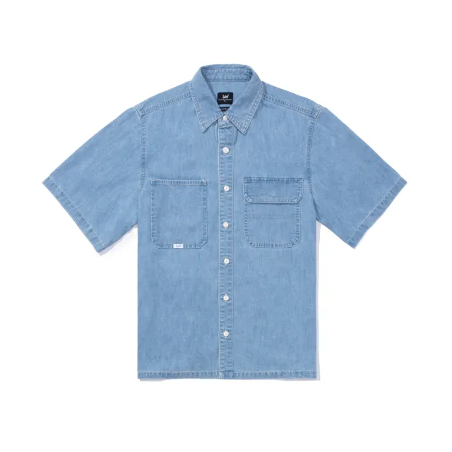 【Lee 官方旗艦】男裝 牛仔短袖襯衫 / 雙設計口袋 淺藍洗水 舒適版型(LB406001270)
